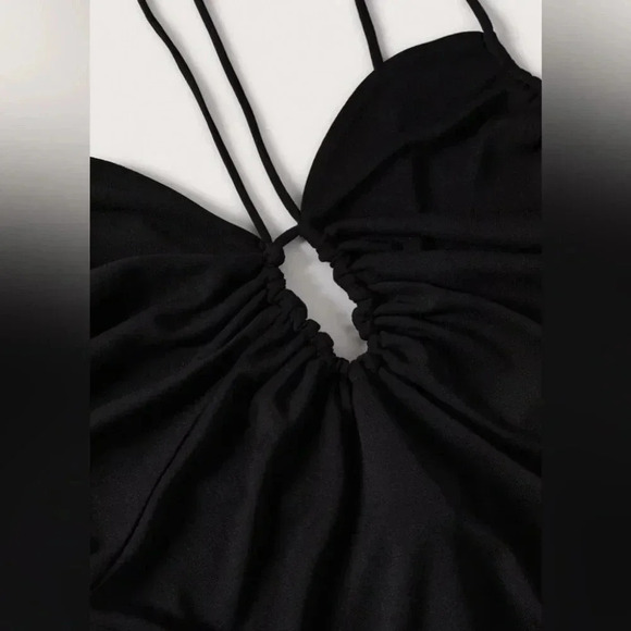 Mango Black Ruched Detail Dress NWT - Picture 10 of 12